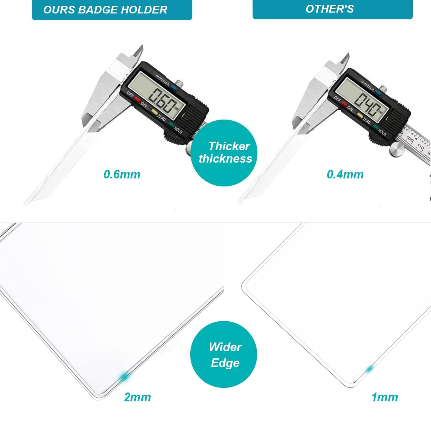 100 Pack Name Badge Holder with Clear PVC Horizontal Badge Holder and Metal Badge Clip Waterproof Resealable Zipper Seal Name Holder Tags