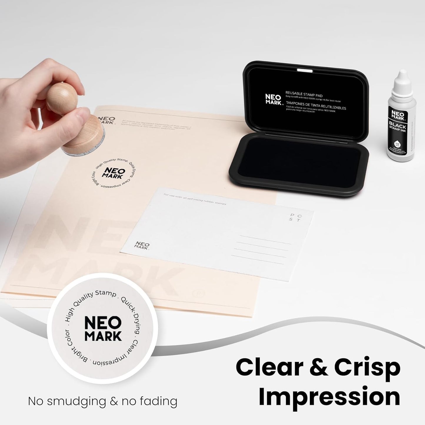 Medium Stamp Pad -2.8"x 4.4", Magnetic Lid, Premium Quality Felt Stamp Pad (Black)