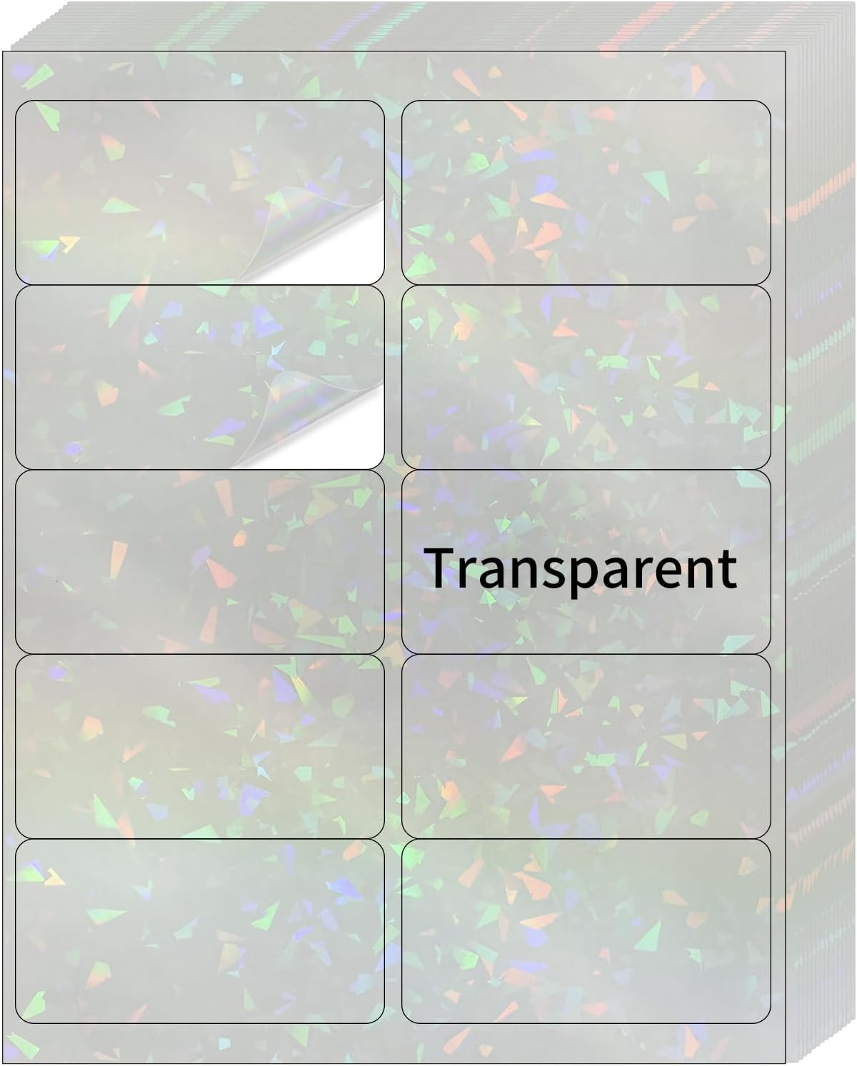 STARLIBOO Transparent Stickers Labels - 2" x 4" Clear Address Labels Mailing Stickers for Laser/Inkjet Printer 8.5"×11"- 200 Labels (Clear Holographic)