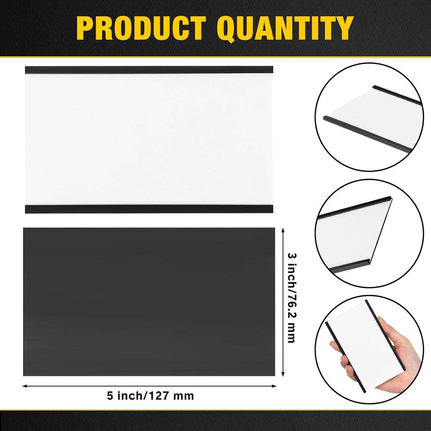 Glenmal 50 Pieces C Channel Magnetic Label Holders Set 3 x 5 Inch Magnet Shelf Label Holder with Protective Films and Replacement Strips for Metal Racks Whiteboard Name Tags