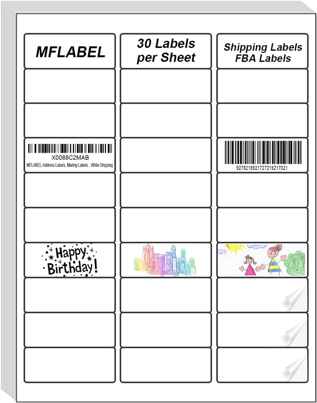 MFLABEL Address Label, 1" x2-5/8 Mailing Sticker, 30-UP White Shipping Labels for Inkjet or Laser Printer, 120000 Sticker Labels (4000 Sheets), 30 Label per Sheet
