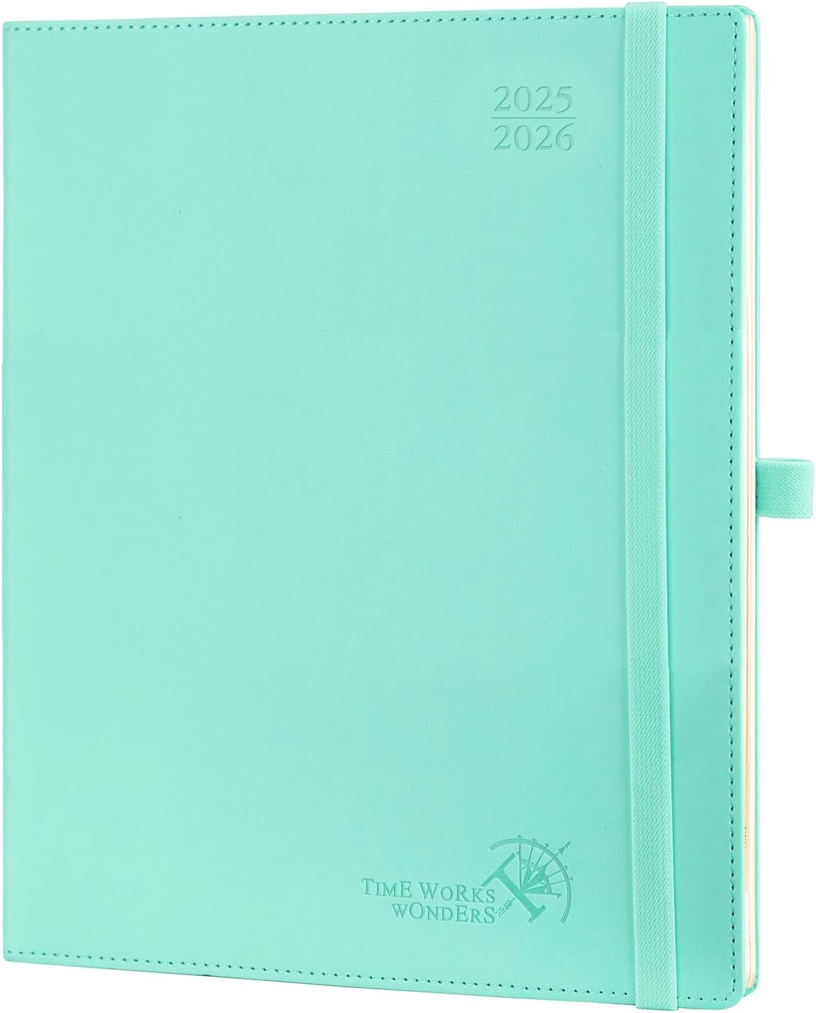 POPRUN Planner 2025-2026 (Large - 8.5'' x 10.5'') Academic Weekly Calendar (July 2025 - June 2026) with Hourly Time Slots, Monthly Tabs, 100GSM Thick Papers, Leather Soft Cover - Green