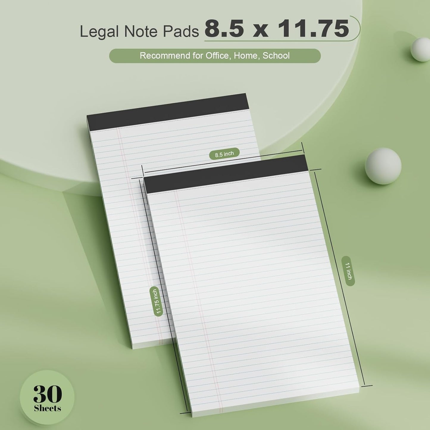 Note Pads 8.5 x 11.75 Writing Pads, 10 Pack, Double-Side Printed Lined Paper Pads Narrow Ruled White Legal Pads, 8.5x11.75 Line Note Pads, 30 Sheets Per Note Pad, Legal Notepads for Work/School/Office