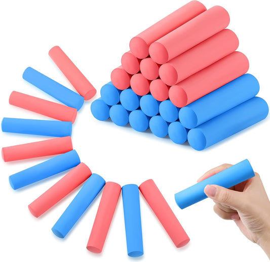 Fulmoon 40 Pcs Jumbo Sidewalk Chalk for Kids Outdoor Art Non Toxic Large Washable Street Chalk for Adults Drawing Painting Classroom(Red, Blue,Round Style)