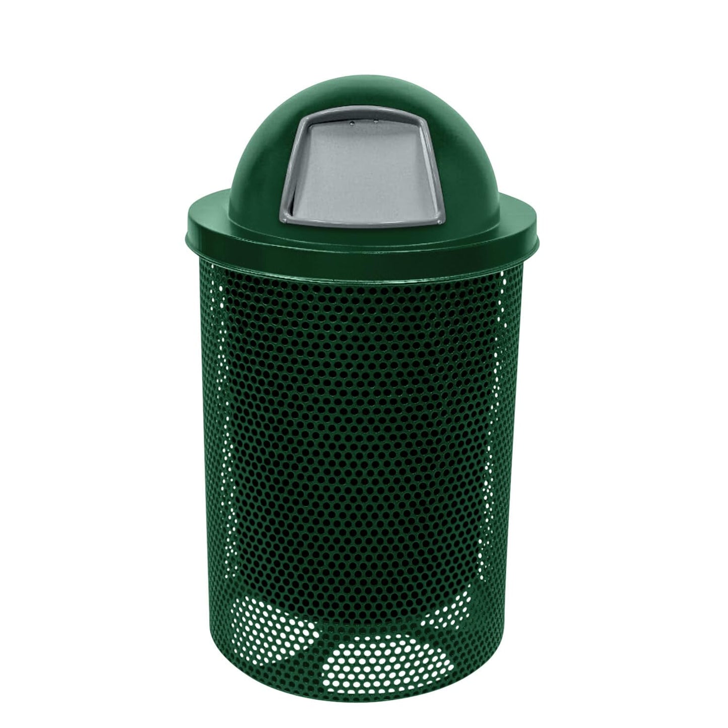 RDT-P-GRN Heavy Duty Round Trash Receptacle with Dome Top, Liner Included, 32 Gallon, Green, Made in America