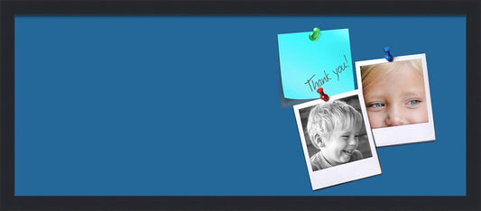 PinPix 30x12 Inch Cork Bulletin Board. This Decorative Framed Pin Board Comes with Navy Pastel Design and a Satin Black Frame. Ideal for Home Office Decor or Message Board (PinPix-1811)