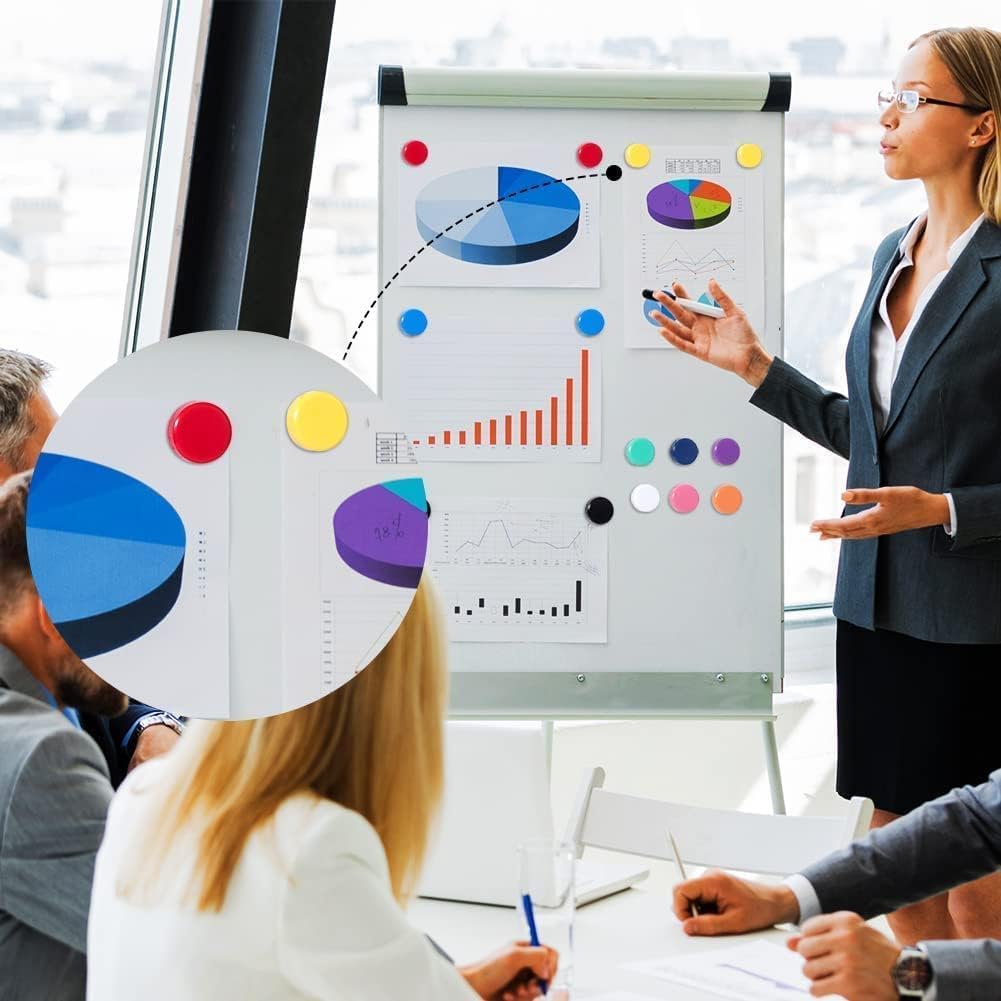 Qualsen Fridge Magnets 50 Pack, Funny Cute Round Refrigerator Magnets for Whiteboard, Locker, Office, Classroom (Yellow)