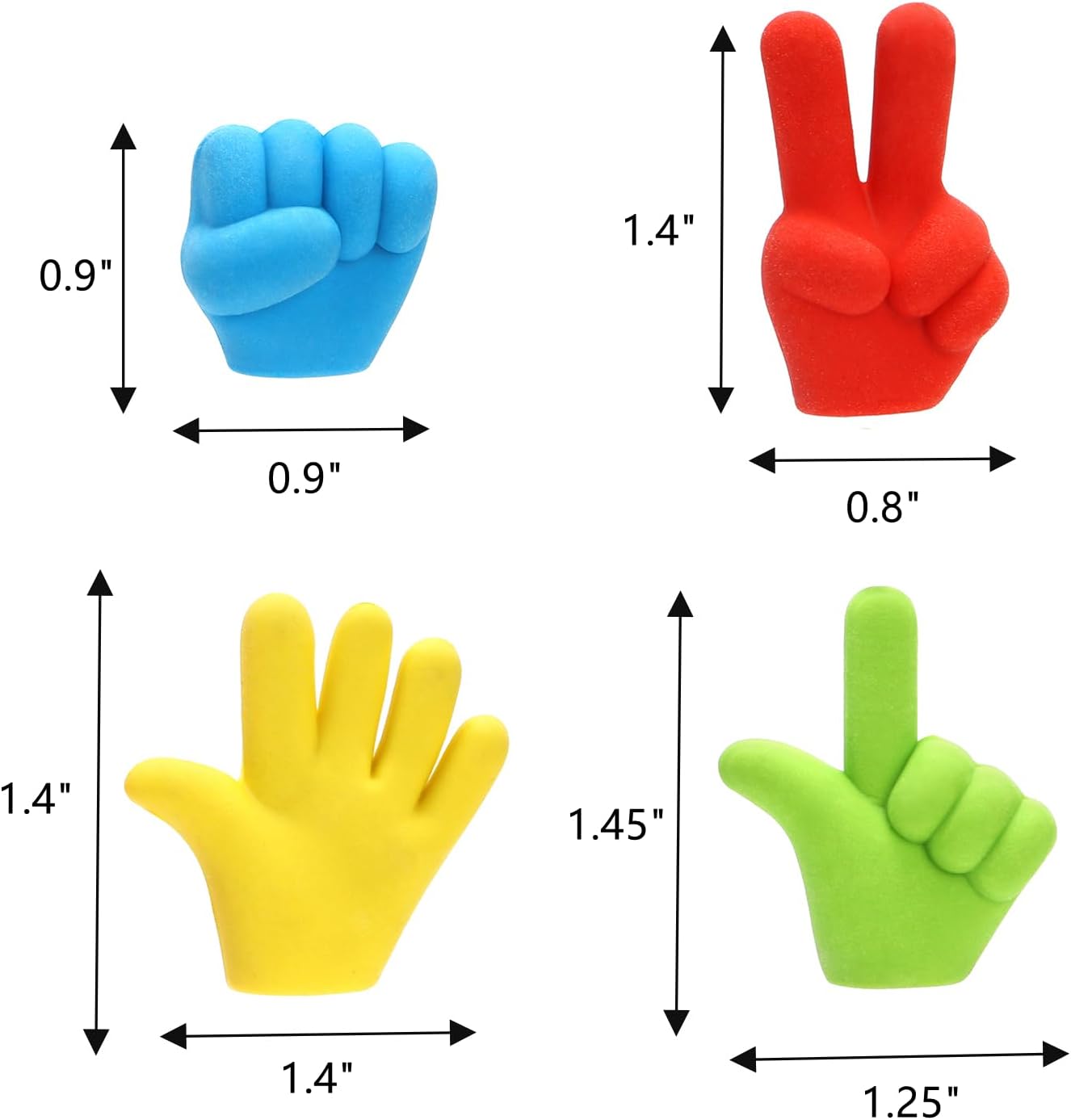 Frcctre 200 Pack Pencil Eraser Caps, Funny Rock Paper Scissors Shapes Pencil Top Erasers Studying Supplies for Teachers Students Classroom Home and Office, 4 Colors&Shapes