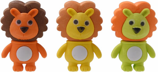 12 Pack Lion Erasers for Kids, 3D Animal Erasers for Boys and Girls, Fun Take Apart Erasers for School Supplies Prize Gifts Party Favors
