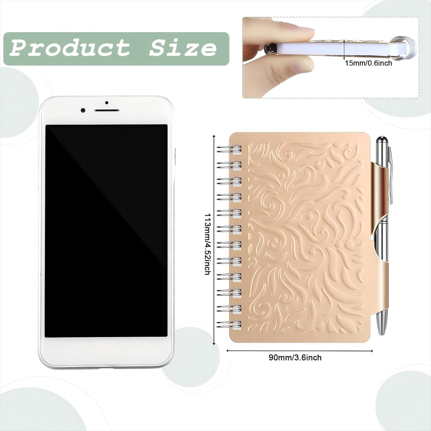 Zonon 2 Pcs Mini Password Book with Alphabetical Tabs Metal Password Keeper Book Portable Organizer Elegant Mandala Pattern Notebook with Pen, Spiral Bound for Information(Rose Gold, Light Pink)