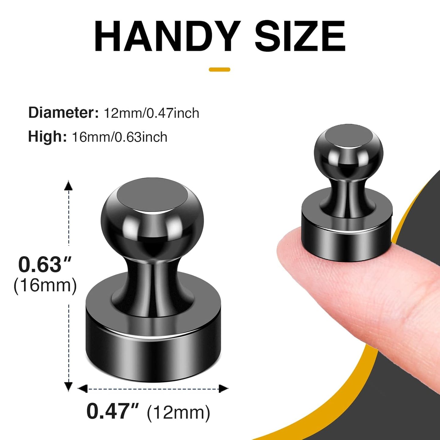 MIKEDE Fridge Magnets, 15Pcs Strong Neodymium Push Pins for Whiteboard, Black Refrigerator Magnets for Office, School, Classroom, Kitchen