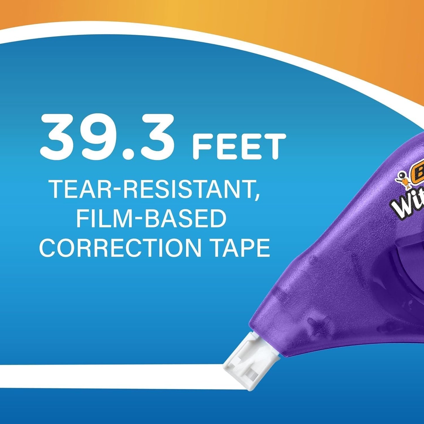 BIC White Out Tape- Tear Resistant, Clear Dispenser EZ Correct Correction Tape - 39.3 Feet Each - Pack of 7
