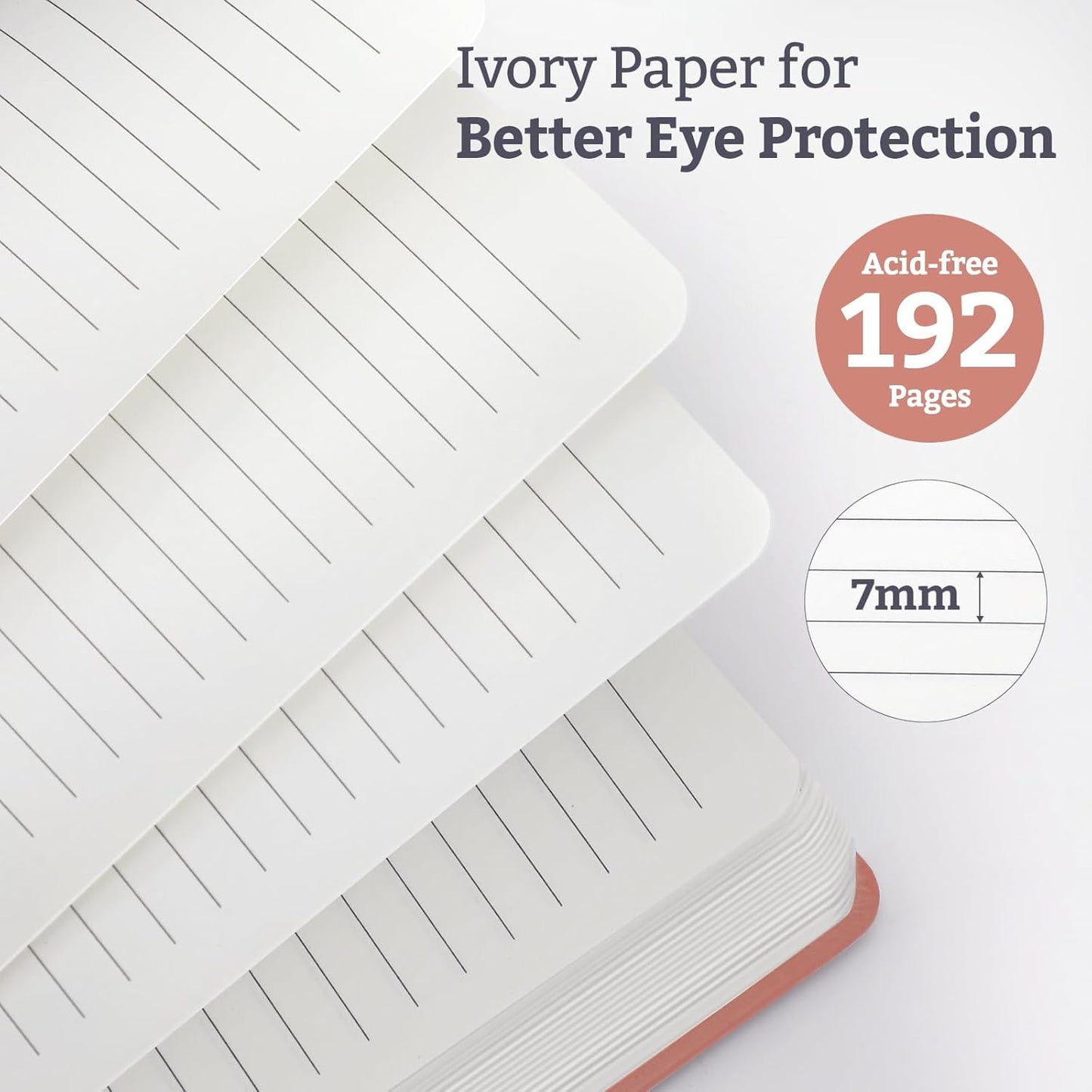 2Pack Lined Hardcover Journal Notebook, A5 192 Pages 100Gsm Thick Paper College Ruled for School,Note Taking,Work,Diary，5.7"*8.3",Blush