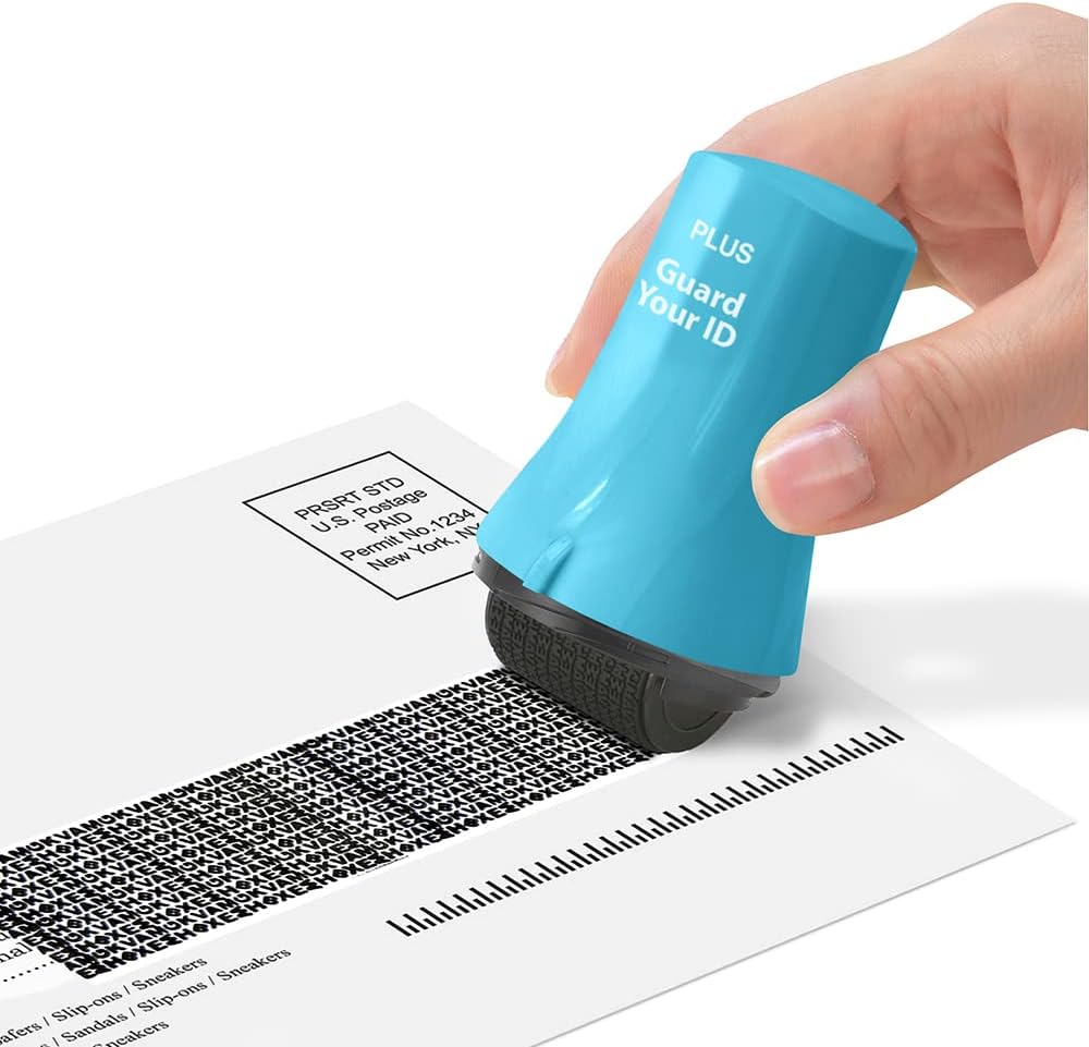 Wide Advanced ID Roller Stamp by Guard Your ID, Mess-Free Address Blocker for Identity Protection (3-Pack, Turquoise)