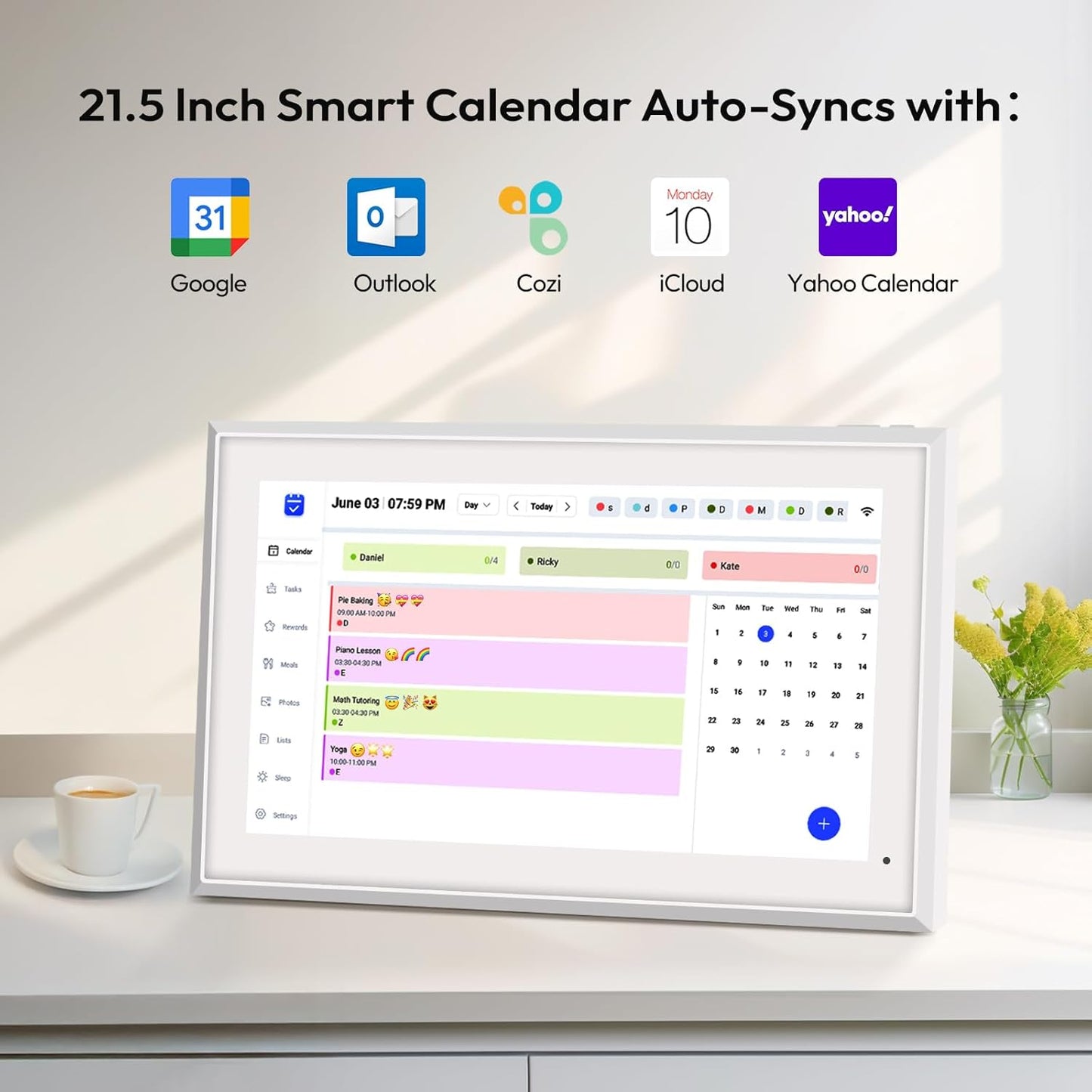 BOCT 21.5'' Digital Calendar Wall - 32GB Memory Touch Screen Chore Chart Smart Calendar,Digital Planner,Auto-Sync,APP Control,Interactive Family Schedules, Gift for Mother