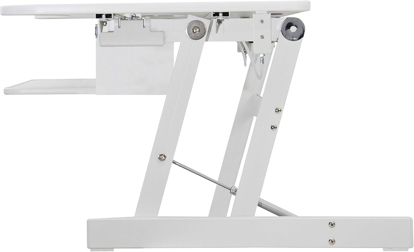 Rocelco 37.5" Deluxe Height Adjustable Standing Desk Converter - Quick Sit Stand Up Dual Monitor Riser - Gas Spring Assist Computer Workstation - Large Retractable Keyboard Tray - White (R DADRW)