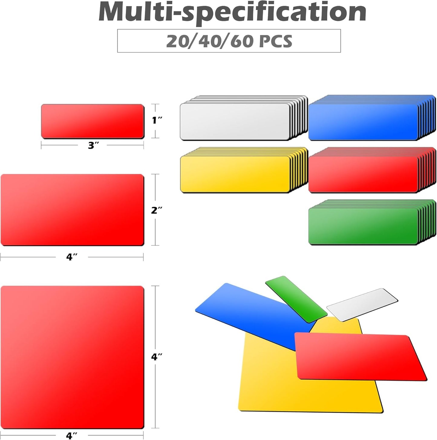 Realth Dry Erase Magnetic Labels Red (2'' × 4'' 40 Pcs),Blank Reusable Magnet Stickers, Magnets for Whiteboard, Washable Magnetic Sheets for Classroom Fridge Office, Name Tags for Teachers Students