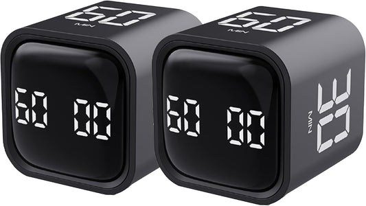 2Pcs Rotating Pomodoro Timer 5,10,30, 60 Minutes Preset,Desk Productivity Flip Timer, Visual Cube Countdown Stopwatch,Custom Modes/Vibration/High/Low Volume,ADHD Timers, for Study, Work, Kitchen