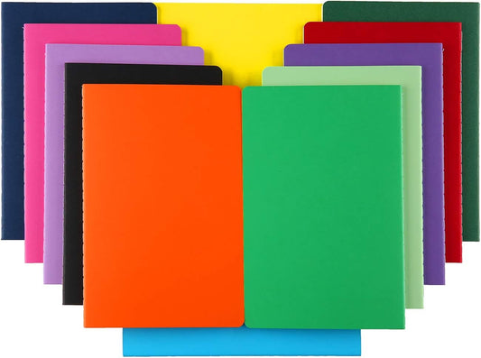 12 PCS Colorful Blank Notebook Journals Bulk, 60 Pages, 5.5 x8.3 inch, A5 Unlined Travel Journal Set for Travelers, Kids, Students and Office, Writing Drawing Sketchbook Diary Subject Notebooks