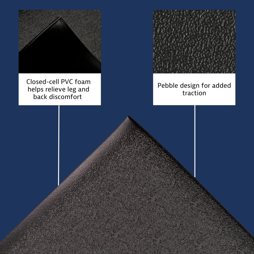 Notrax 411 Sof-Tred™ 3' x 5' x 9/16" Anti Fatigue Mat, Enhanced Slip Resistance with Beveled Edges and Pebbled Surface, Ideal for Industrial and Commercial Workplaces, Black, 411S0435BL