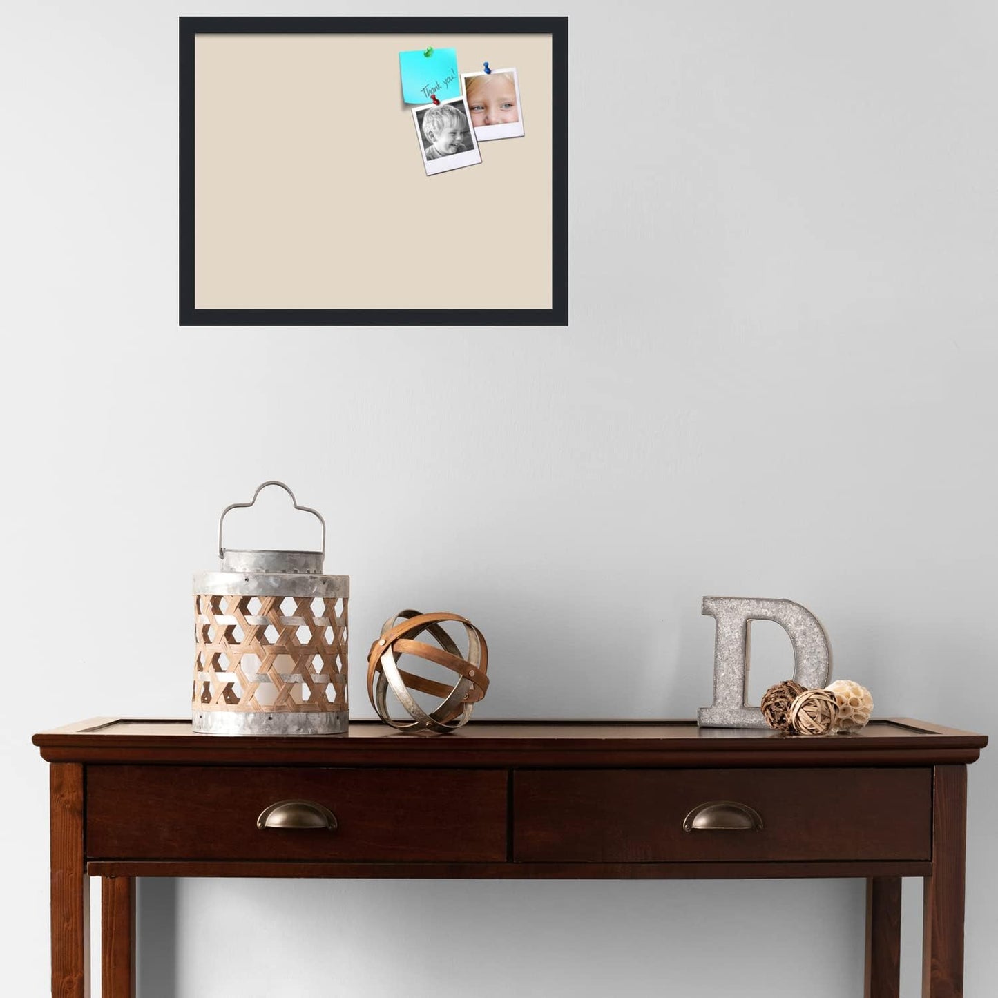 PinPix 22x17 Inch Cork Bulletin Board. This Decorative Framed Pin Board Comes with Desert Pastel Design and a Satin Black Frame. Ideal for Home Office Decor or Message Board (PinPix-1815)