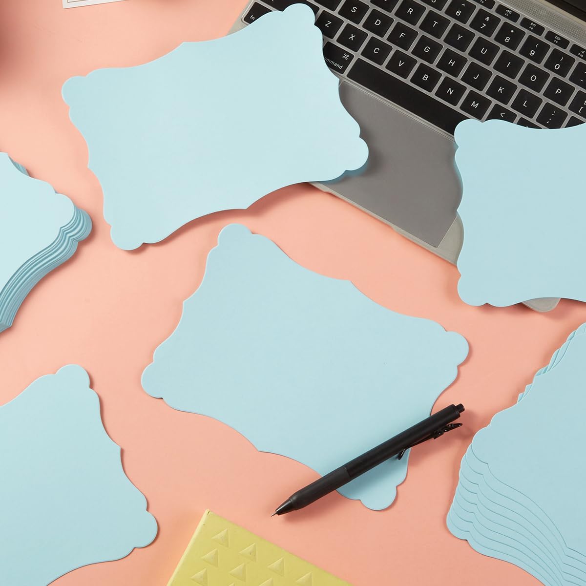 50 Pack Blank Kraft Cards Cardstock Thick Paper Brown Greeting Cards for DIY Gift Card Menus, Baby Shower and Wedding Invitations (Light Blue, 4x6IN)