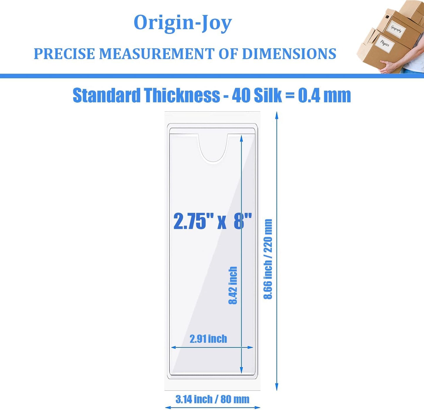 Origin-Joy 60 PCS Self Adhesive Index Card Pockets with Top Open, Clear Plastic Label Holder for Cards of Note, Library and Business, Adhesive Label Pockets & Card Holder (2.75 x 8 inch)