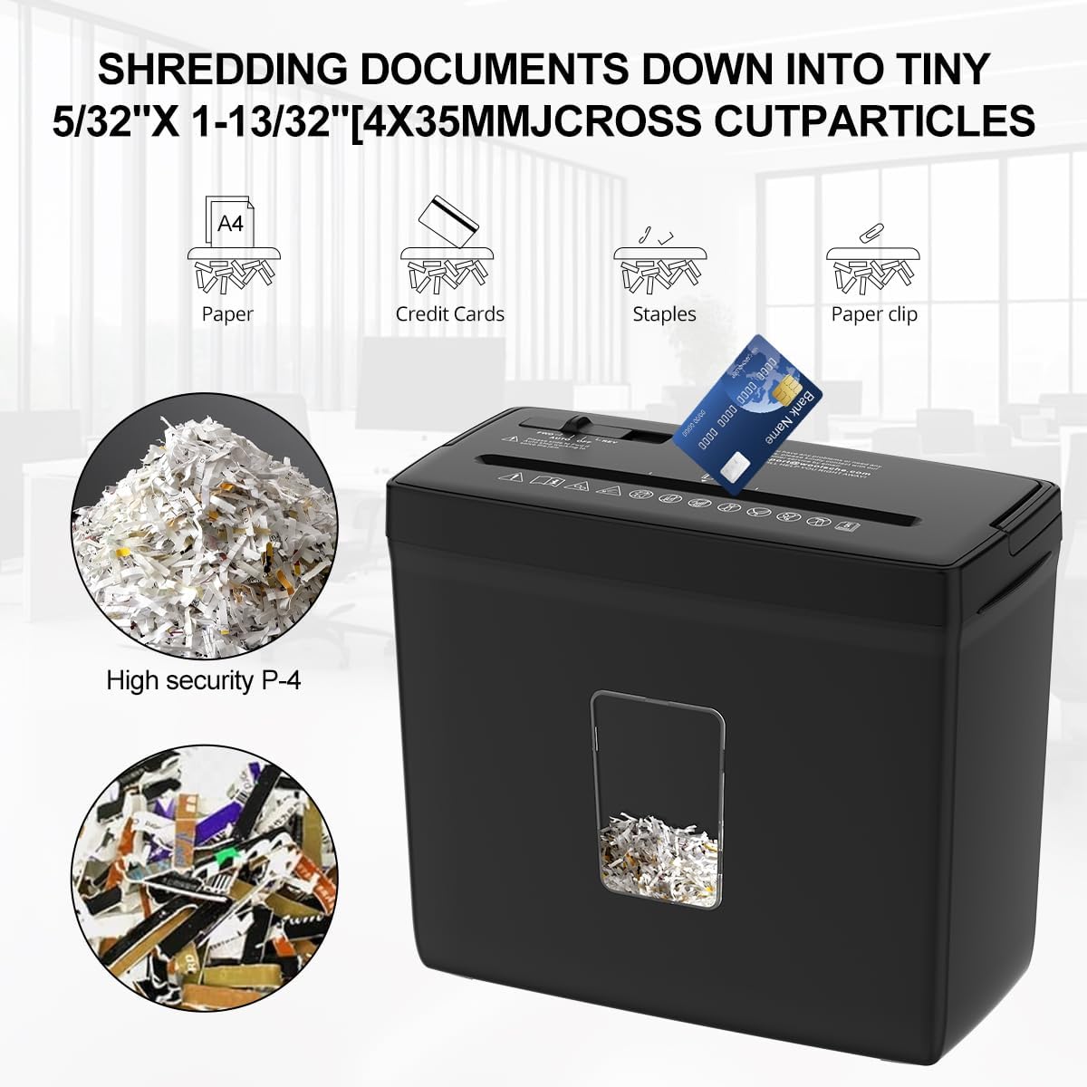 Woolsche Paper Shredder for Home,5 Sheet Desktop Cross Cut with 2.38-Gallon Basket Shredder,P-4 Security Level, 4-Mode Design, Shreds Paper/Credit Card - Durable, with Jam Proof Function for Home