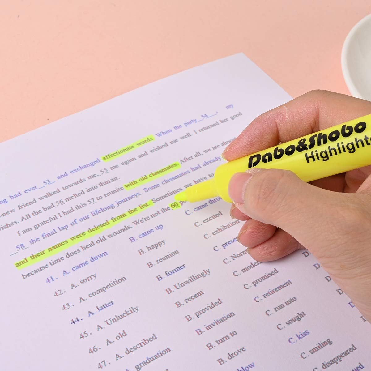 Dabo&Shobo Yellow highlighter, 24 Pack -bright color, chisel tip, for Adults Kids Highlighting in the Home School Office, Tank Style