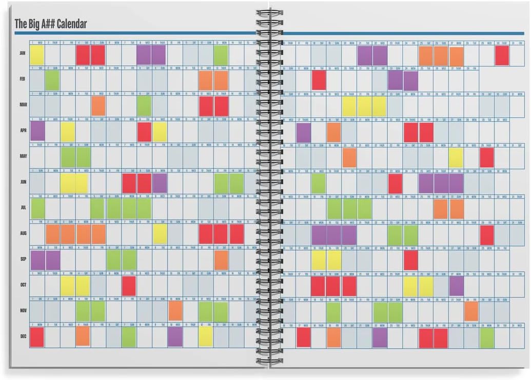 The Big A## Mid-Year Monthly Planner 2025–2026 – Mobile Desktop Calendar – Dry Erase Whiteboard – Fold-Out Design – Marker & Labels Included – 11x14" Expands to 22x14 - Neutral