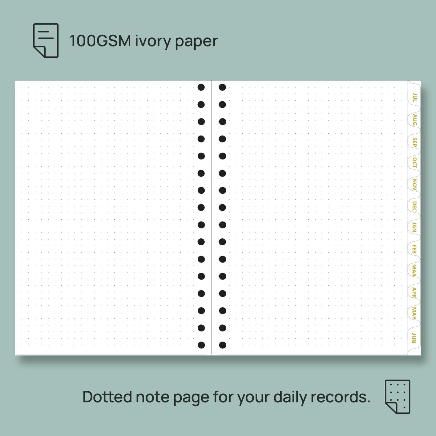 POPRUN Monthly Planner 2025-2026 Spiral Hardcover (6.25'' x 8.5''), 18 Months Calendar (Jul.2025 - Dec.2026)- 2 Pages per Month with Dotted Note Pages, Sunday Start, Laminated Tab - Black