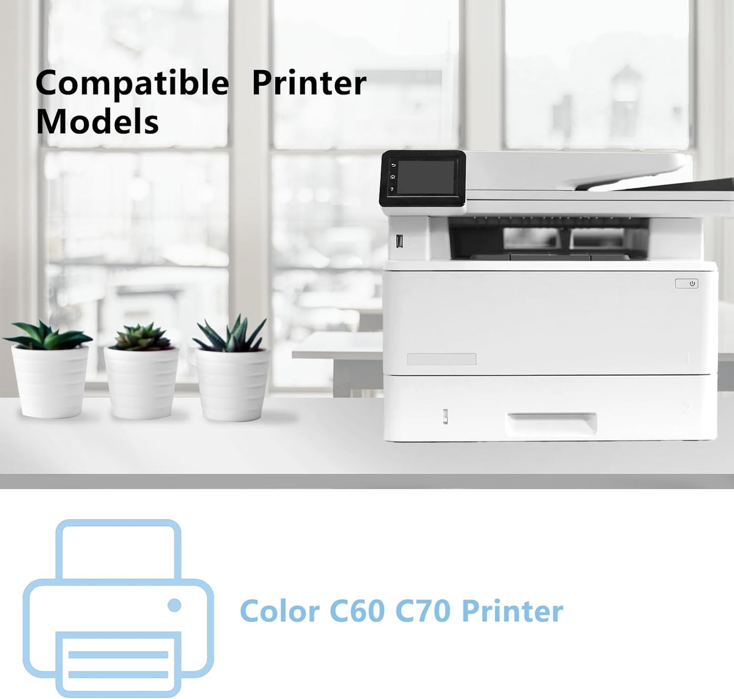 High Yield C60 C70 Toner Cartridge 006R01655 006R01656 006R01657 006R01658 Toner Cartridge Compatible with Xerox C60 C70 Toner Color C60 C70 Printer (4-Pack, Black/Cyan/Magenta/Yellow)