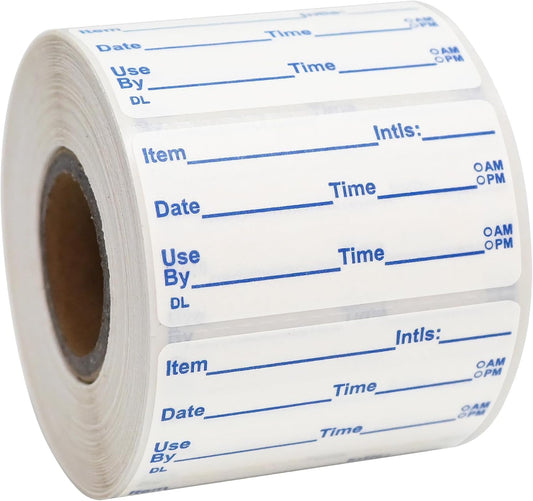 L LIKED 2x1 Dissolvable Labels, 600 Stickers, Use by Food Rotation Labels for Storage and Container (600, Blue)