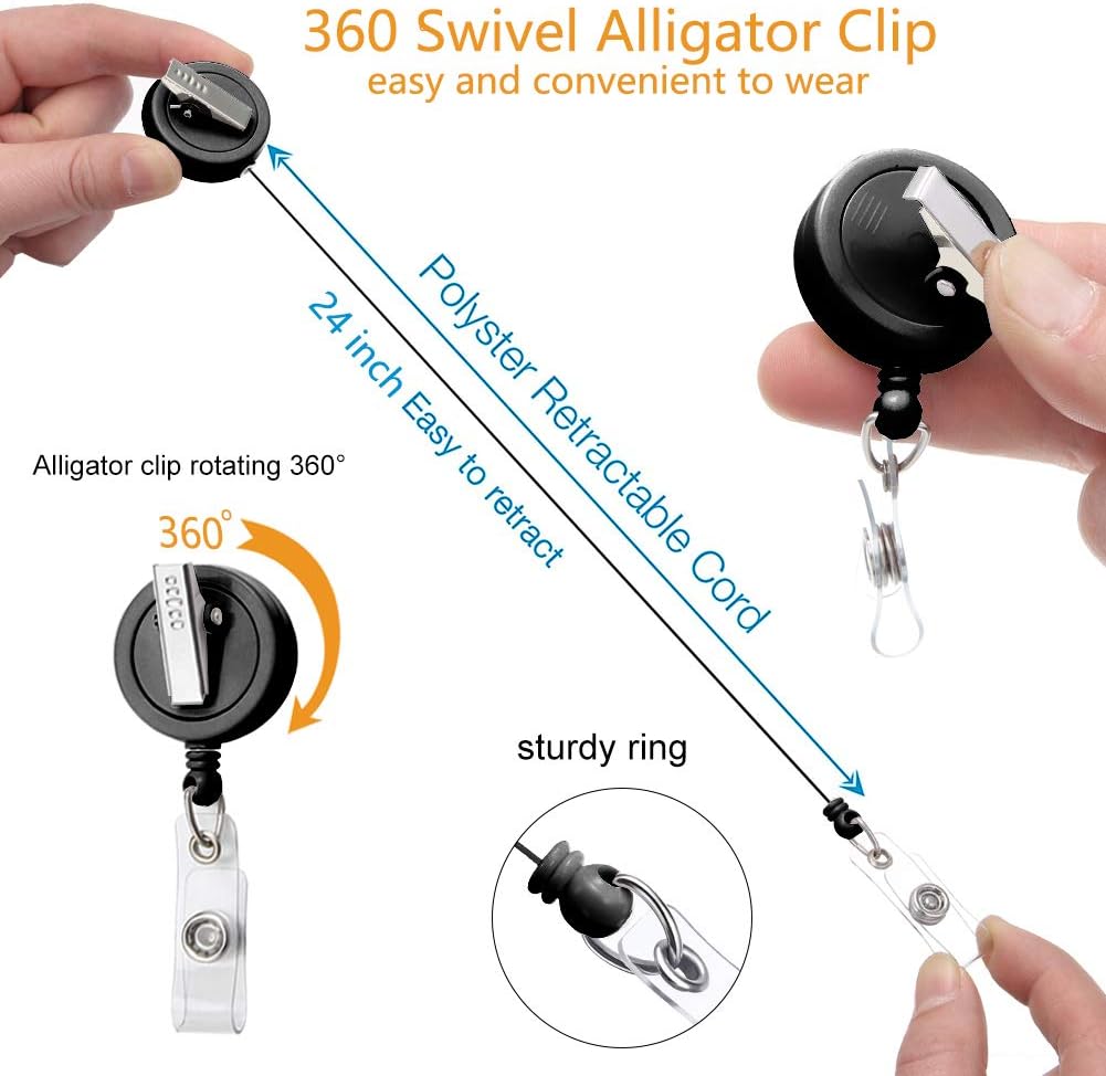 Retractable Blue Badge Reel- Badge Holder with Alligator Clip - 3 Pack Nurse Badge Clip for ID Card (Blue Nurse)