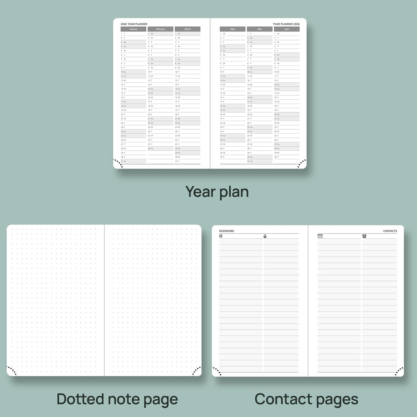 POPRUN Planner 2025-2026 Weekly Notebook for Purse(Pocket Size 4''x 6.25'') Small Academic Calendar (JUL.25 - JUN.26) with Monthly Tabs, Leather Soft Cover, Inner Pocket, 100 GSM - Brown