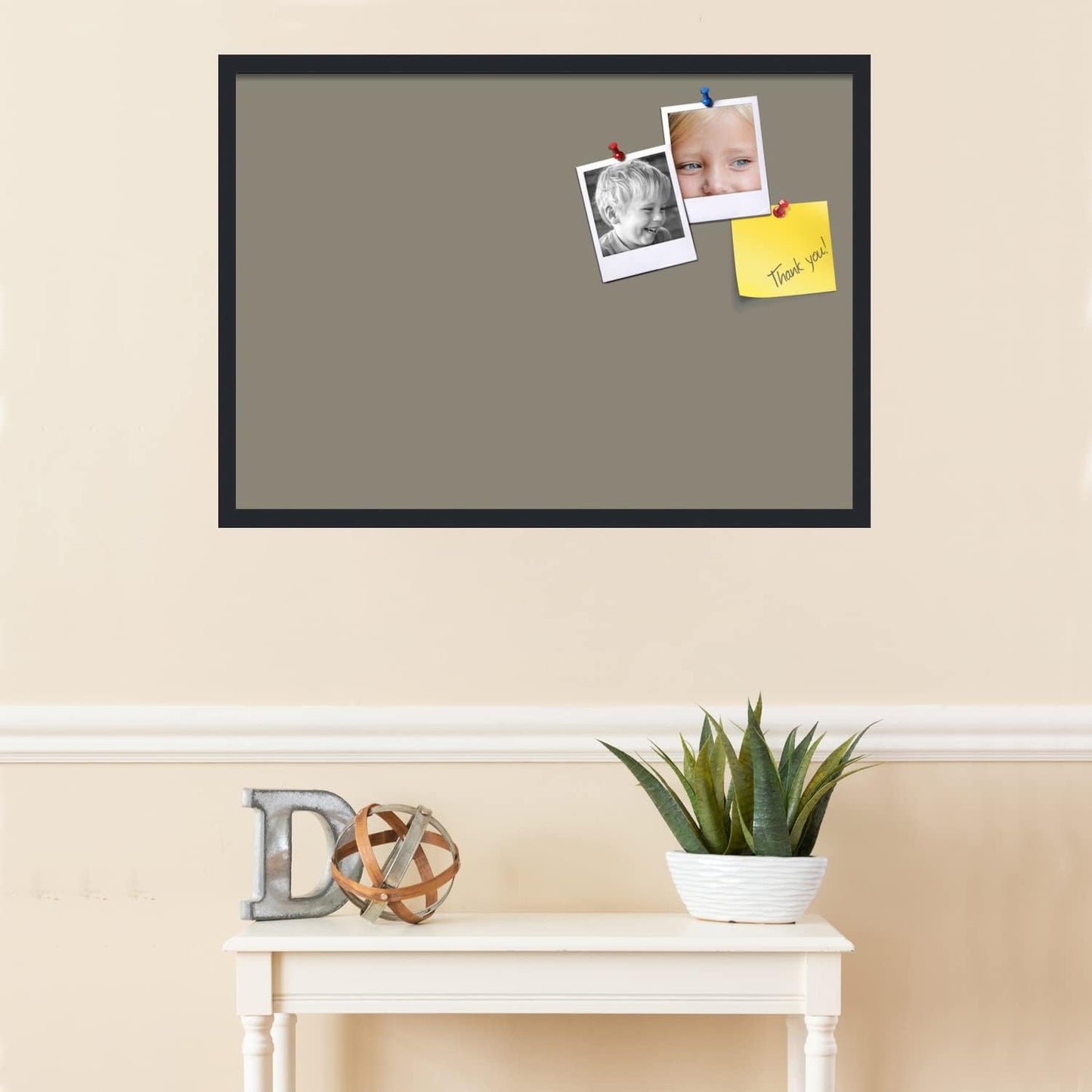 PinPix 34x24 Inch Cork Bulletin Board. This Decorative Framed Pin Board Comes with Pewter Design and a Satin Black Frame. Ideal for Home Office Decor or Message Board (PinPix-1812)