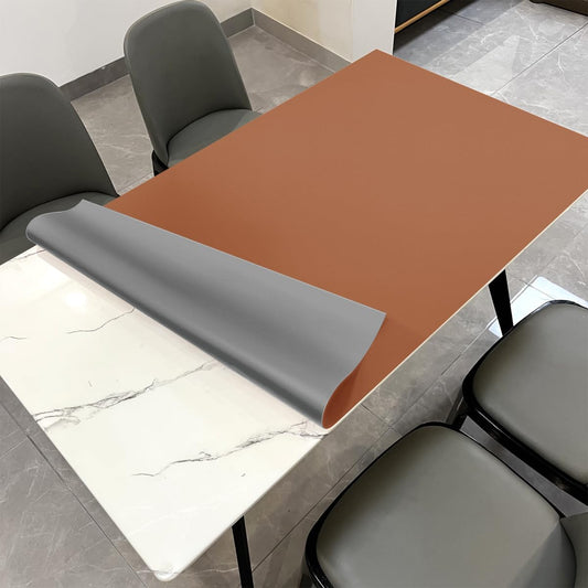Leather Table Pad,1.8mm Thick,40x90 Inch,Dining Table Pad,Table Pads for Dining Room Table Rectangular,Dining Room Table Cover,Dining Table Cover(Brown+Gray,40x90)