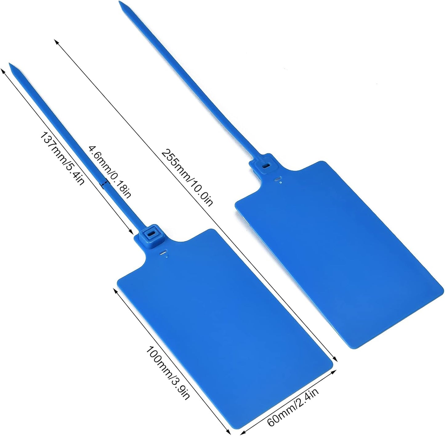 50 Blue Plastic Writable Shipping Tags - Large, Waterproof, Hanging Label Ties with One Permanent Marker Pen