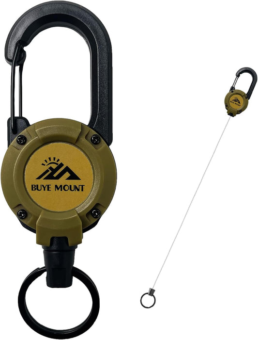 Retractable Keychain Heavy Duty, Multitool Carabiner Badge Holder, Retractable Keychain Clip Id Holder, Upgraded 58cm Stainless Steel Cord, Suitable for Men and Women Yellow