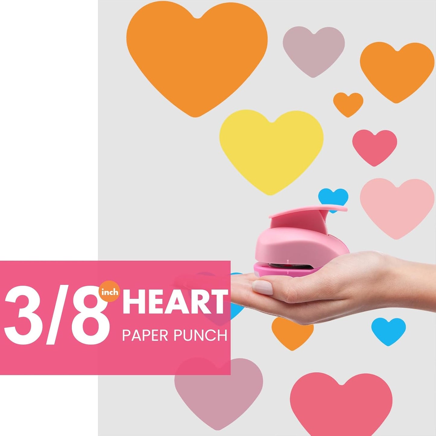 LOONENG 3/8 Inch Heart Paper Punch - High Precision Design for Romantic Heart Patterns - Ideal for Scrapbooking, Card Making, DIY Photo Albums, Gift Tags, Homemade Confetti