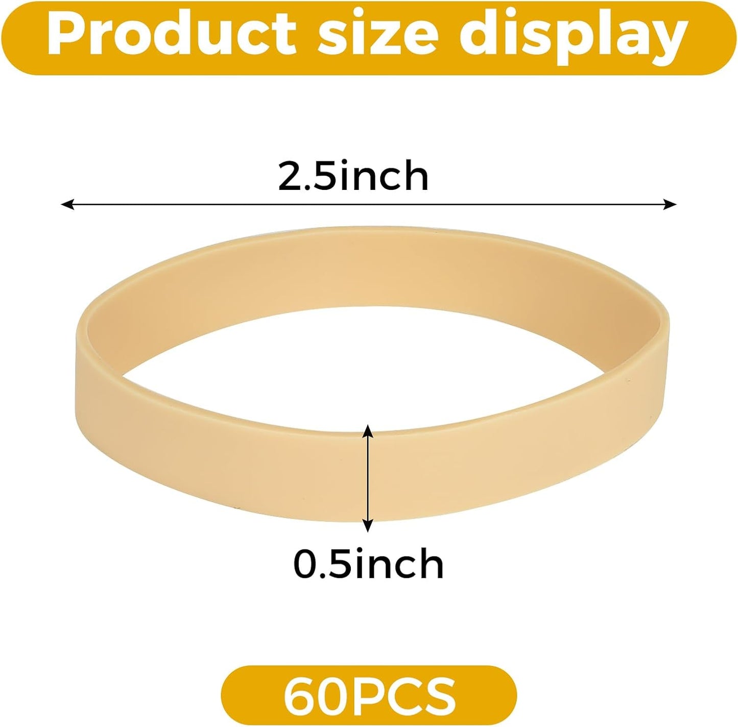 Size #82 Tactical Rubber Bands - Pack of 60 Heavy-Duty, Extra Thick and Wide UV, Heat, and Cold-Resistant Industrial-Grade Elastic Bands for Camping, Cycling, and Fishing (light brown)