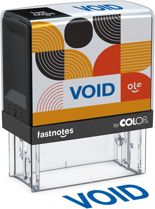 Fastnotes Void Self-Inking Rubber Stamp by COLOP - Great for Office Documents, Notary, Warehouse, Accounting Paperwork, Business, and Legal Documentation - Blue Ink (Void- Blue)