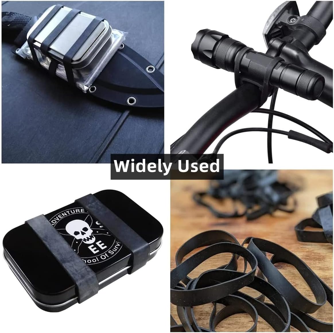 Tactical Rubber Band Black - Heavy Duty UV Heat Cold Resistant Thick Strong Elastic Rubber Bands Outdoor Hiking Backpacking Survival Camping Biking Fixed Item (#64)