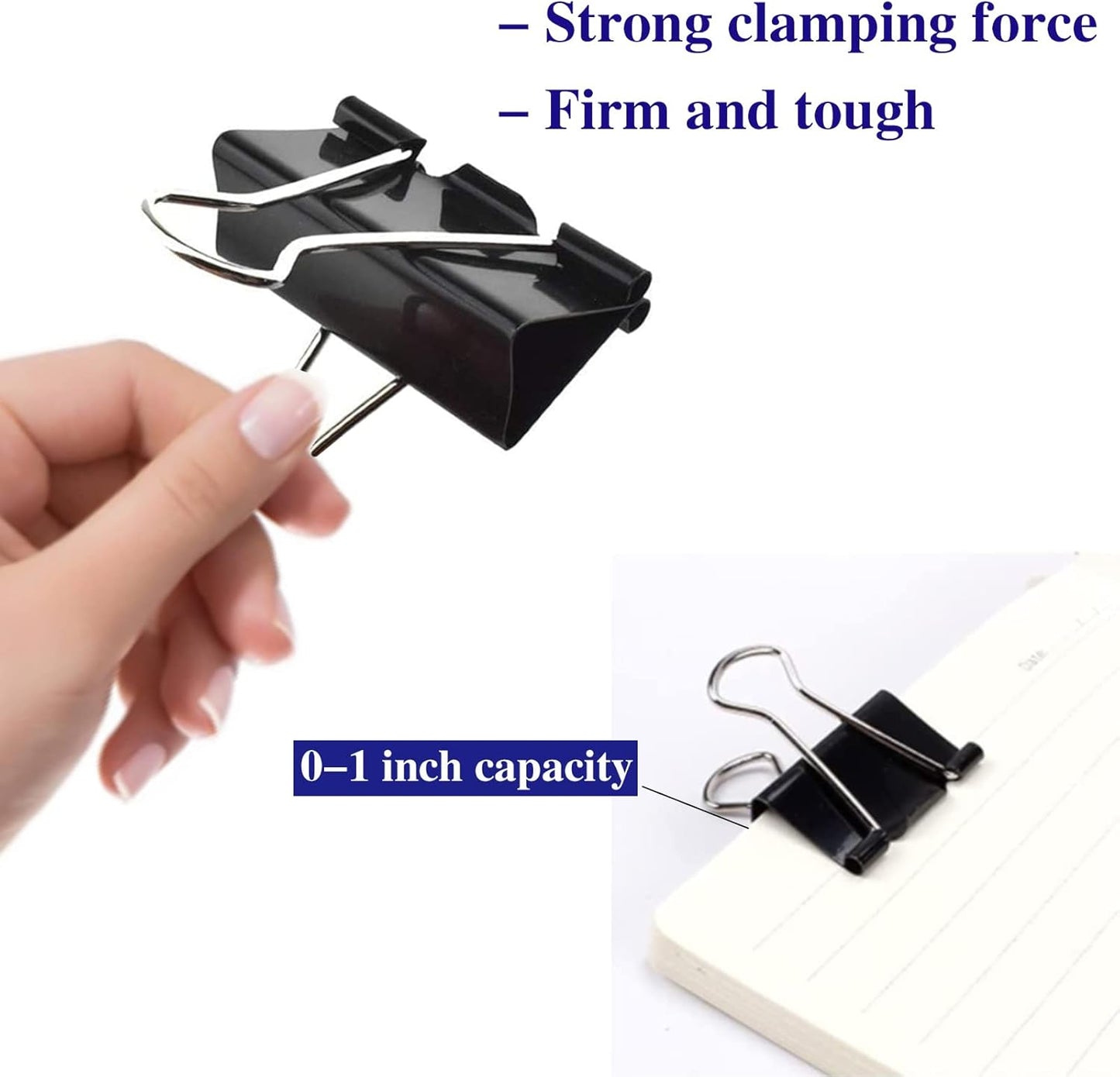 Large Binder Clips 2 Inch (72 Pack), Extra Large Binder Clips Big Paper Clamps Giant Clips for Office and Home Supplies, Black