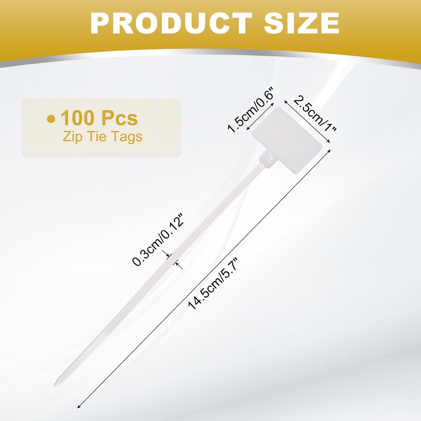 uxcell 100 Pcs Cable Label Marker Tags, Nylon Cable Zip Tie Tags 6.3 Inch Writable Self-Locking Wire Labels Zip Ties for Organization Marking, White