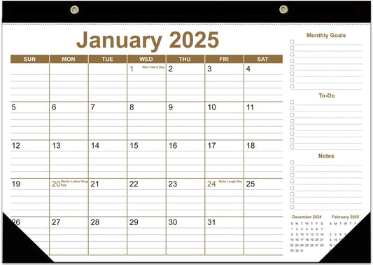 Desk Calendar 2025-2026 - 18 Months Calendar from January 2025 to June 2026, Desk Calendar 2025 with Thick Paper, 12" x 17", Brown