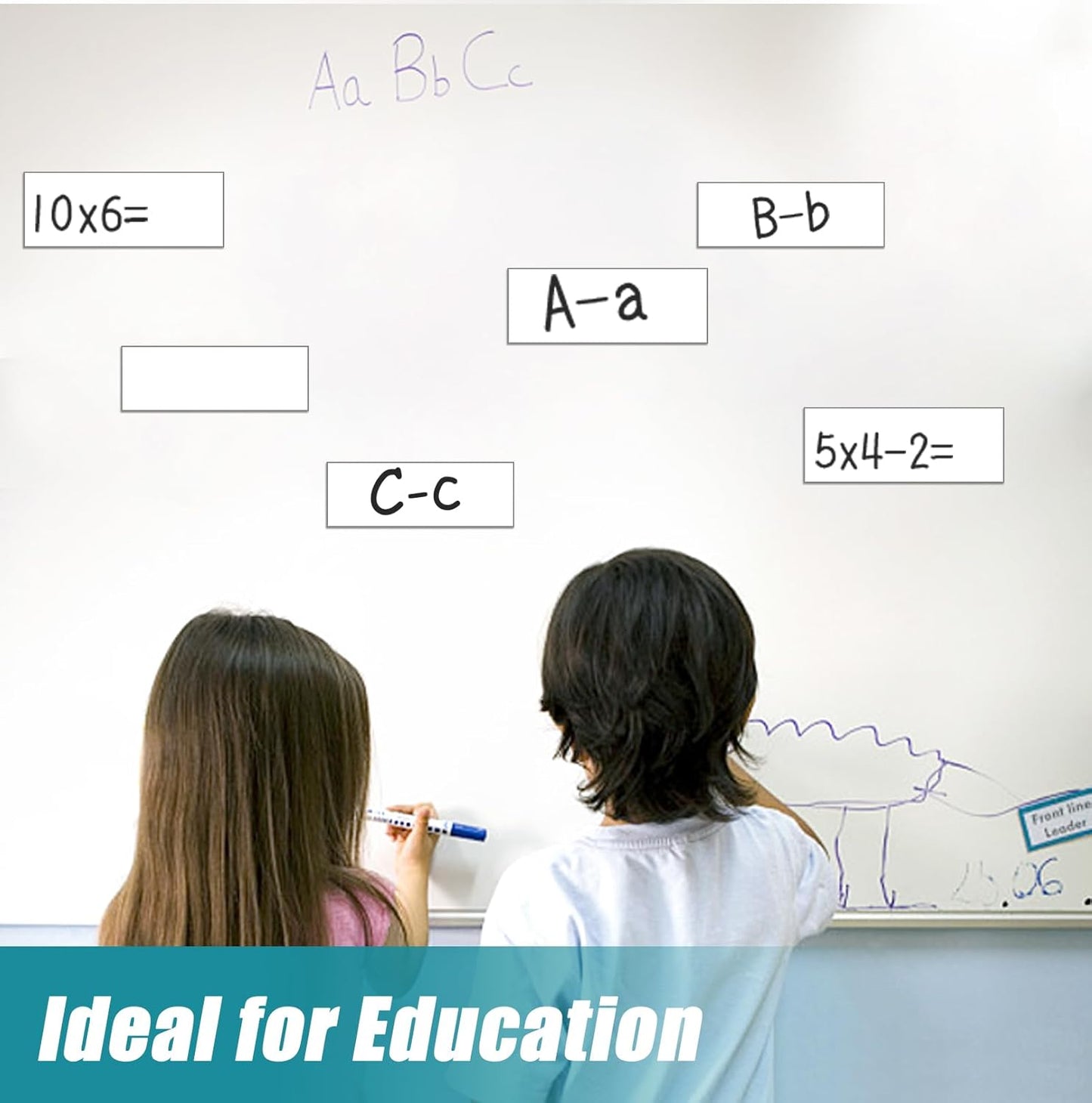 50 Pack Dry Erase Magnetic Labels White Reusable Write On Magnets Sticker, Magnetic Blank Writable Erasable Cards Name Tags for White Board, Garage, Classroom, Home, Office, 2.4'' x 0.8''