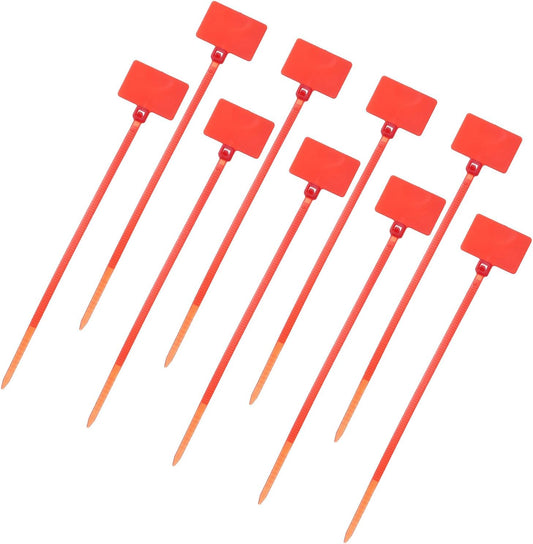 uxcell 100 Pcs Cable Label Marker Tags, Nylon Cable Zip Tie Tags 4.3 Inch Writable Self-Locking Wire Labels Zip Ties for Organization Marking, Red