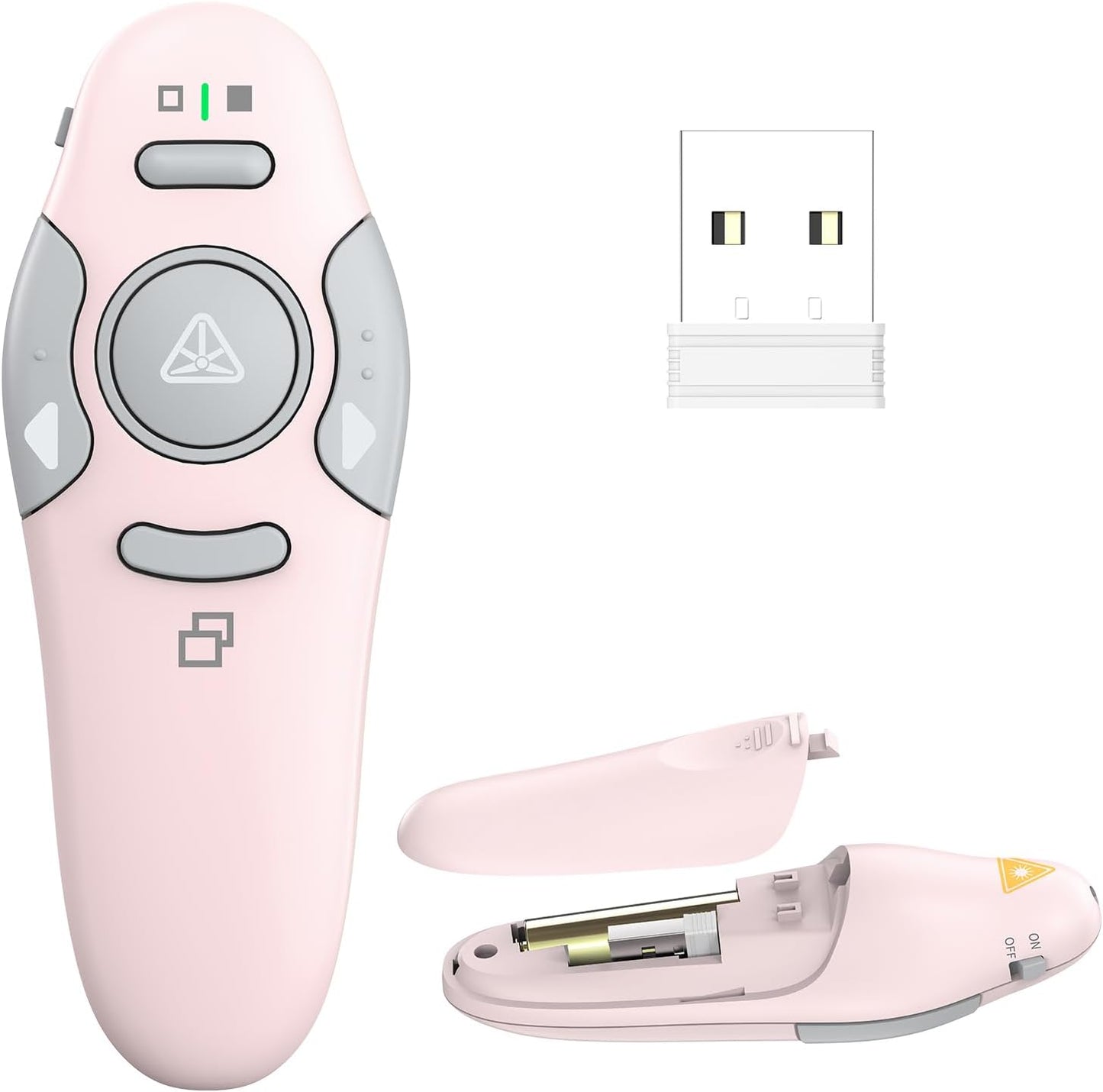 QUI Presentation Clicker Wireless Presenter Remote Clicker for PowerPoint Presentation Remote, PowerPoint Slide Advancer for Mac/Windows/Linux, Google Slide/PPT/Keynote, USB, Pink