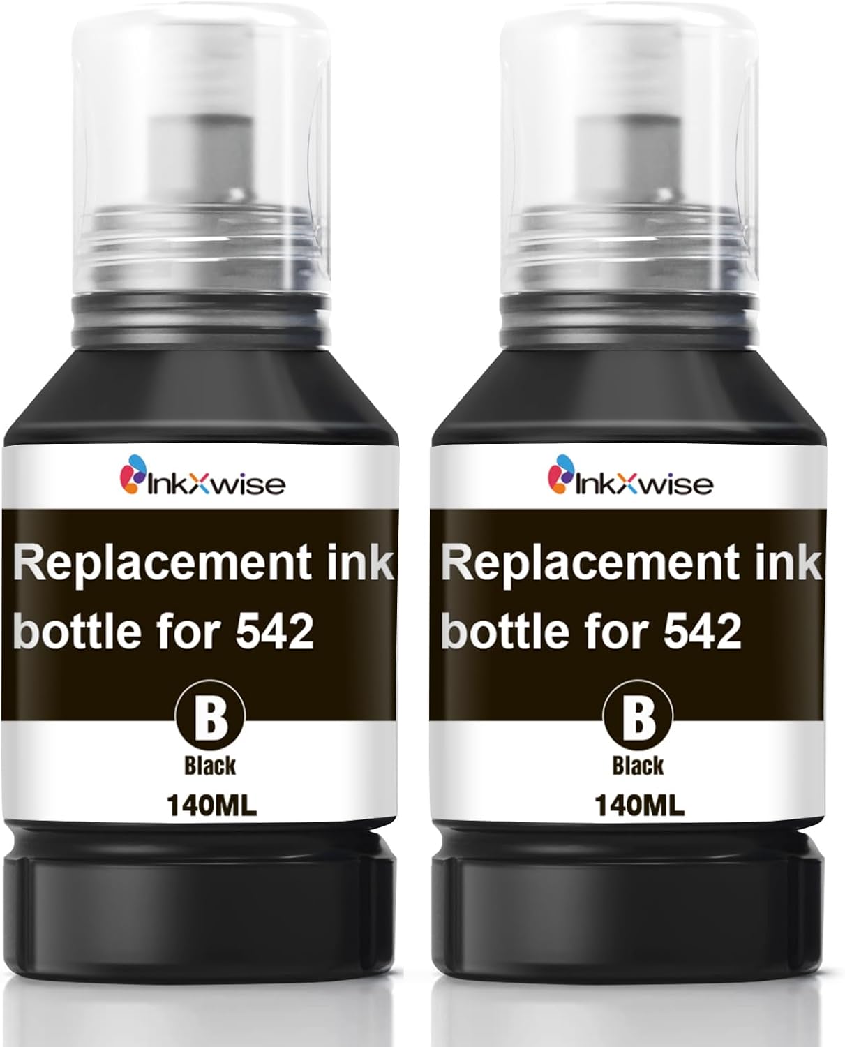 Replacement for 542 Black Ink Pigment Ink Compatible with ET-5880 ET-5850 ET-5150 Work with Ecotank Pro ET-5170 ET-5180 ET-5800 ET-16650 ET-16600 ET5150 ET5170 Printers, 2×140ML